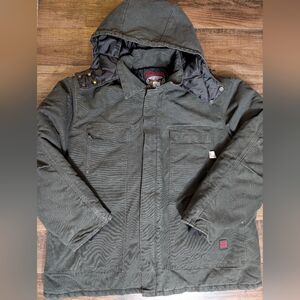 Tough Duck Hooded Barn Jacket Polyfill Work Wear Canvas Coat Size 3XL In Moss